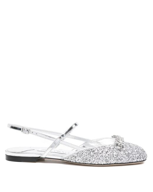 Jimmy Choo Belinda グリッタースリングバック サンダル White