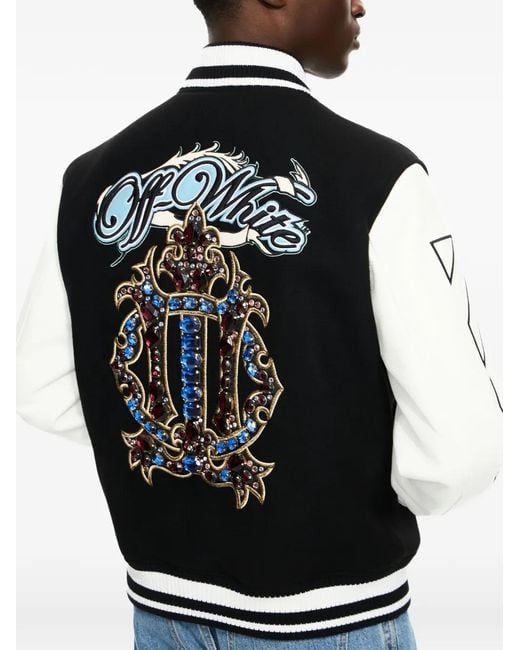 Off-White c/o Virgil Abloh Blue Royal Lea Varsity Jacket for men