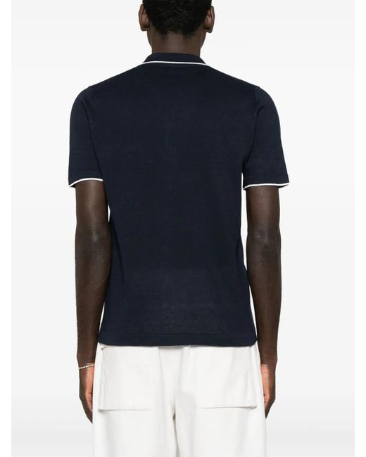 Fedeli Blue Contrasting-Trim Shirt for men