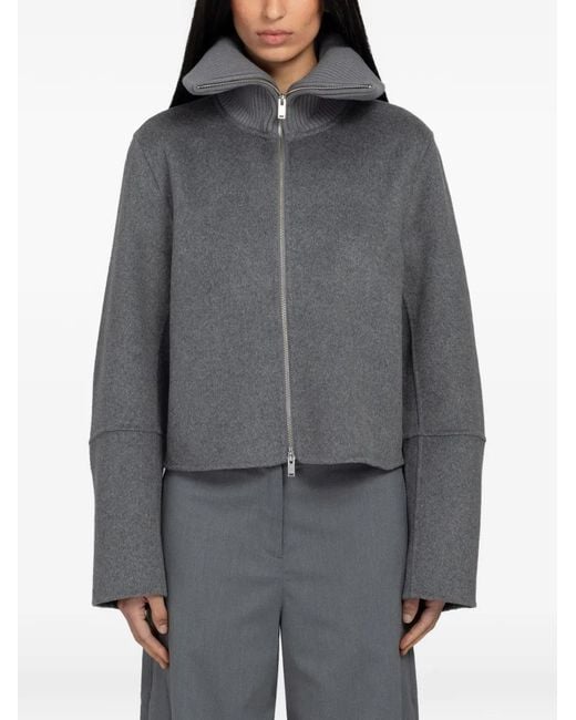 Samsøe & Samsøe Gray Sacleo Ribbed-Neck Jacket