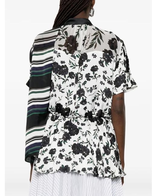 Sacai White Short-Sleeve Blouse