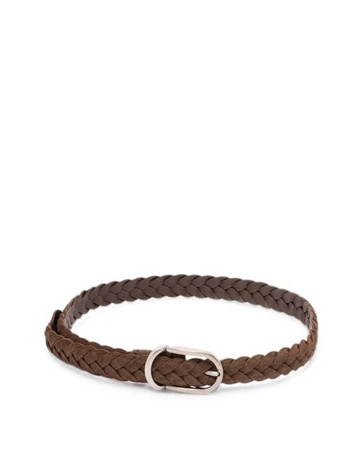 Brunello Cucinelli Brown Braided Suede Belt for men