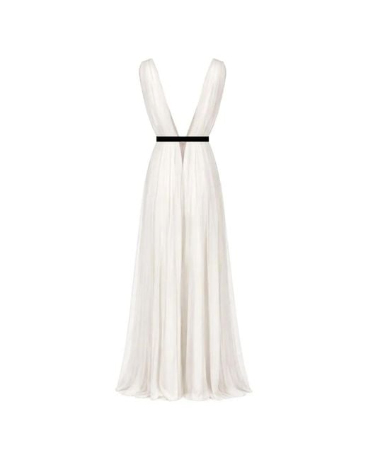 ROSERRY White Santorini Pleated Tulle Maxi Dress