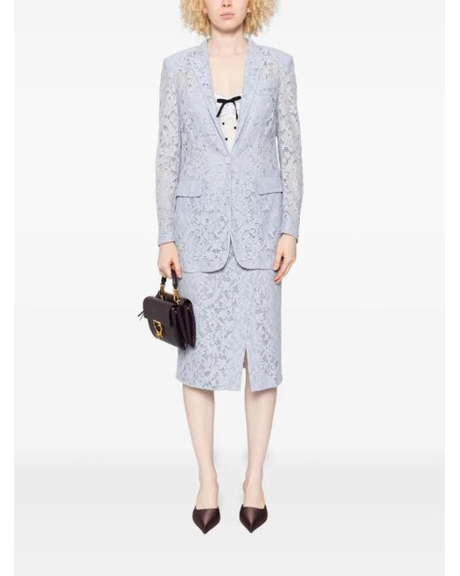 Blumarine Blue Lace Single-Breasted Blazer