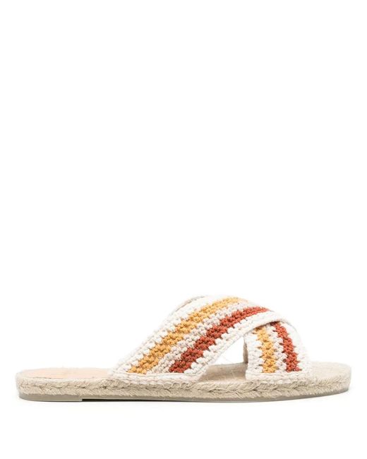 Castaner Natural Crossover-Strap Raffia Espadrilles