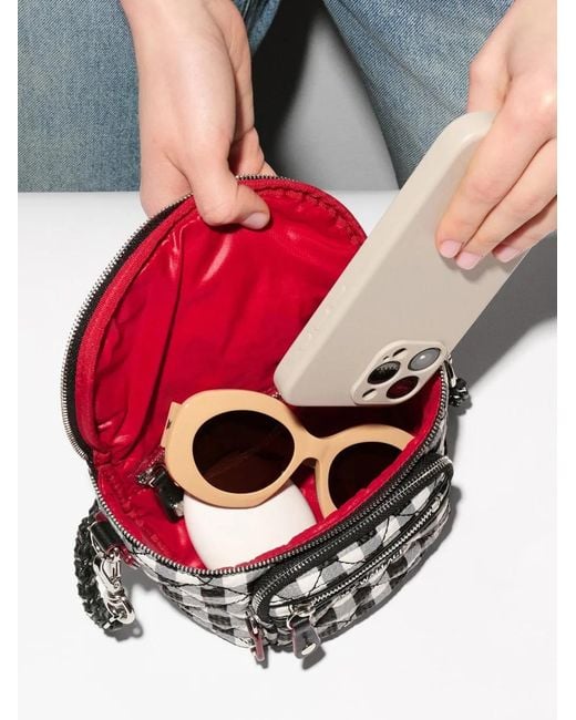 MZ Wallace Blue Micro Crosby Gingham Quilted Crossbody Bag