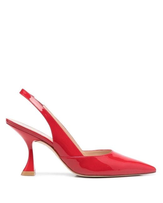Stuart Weitzman Xcurve Slingback Leather Pumps in Red | Lyst