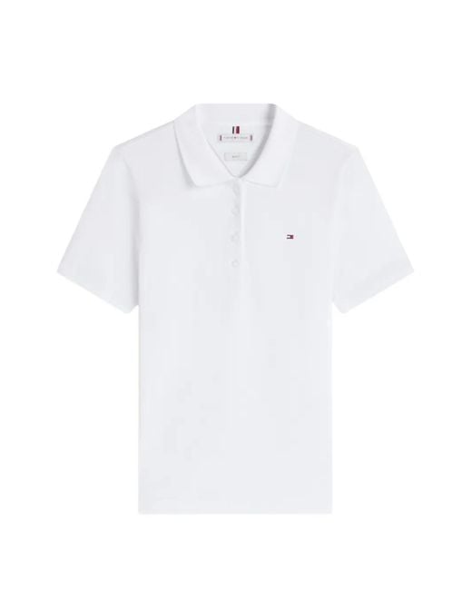 Tommy Hilfiger White Logo-Embroidered Polo Shirt
