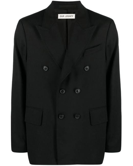 Blazer Unconstructed con doble botonadura Our Legacy de hombre de color Black