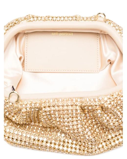 Self-Portrait Natural Chainmail Clutch Bag
