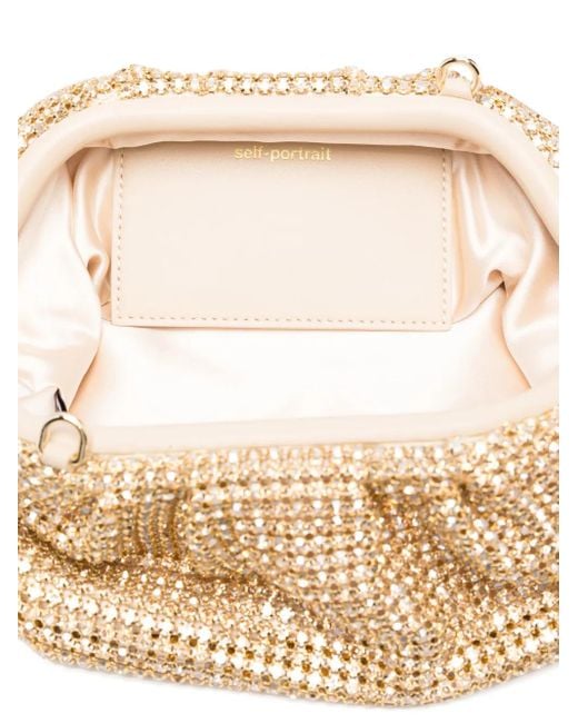 Self-Portrait Natural Chainmail Clutch Bag