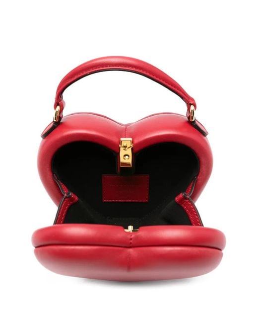 Moschino Red Heart-Shaped Quilted Tote Bag