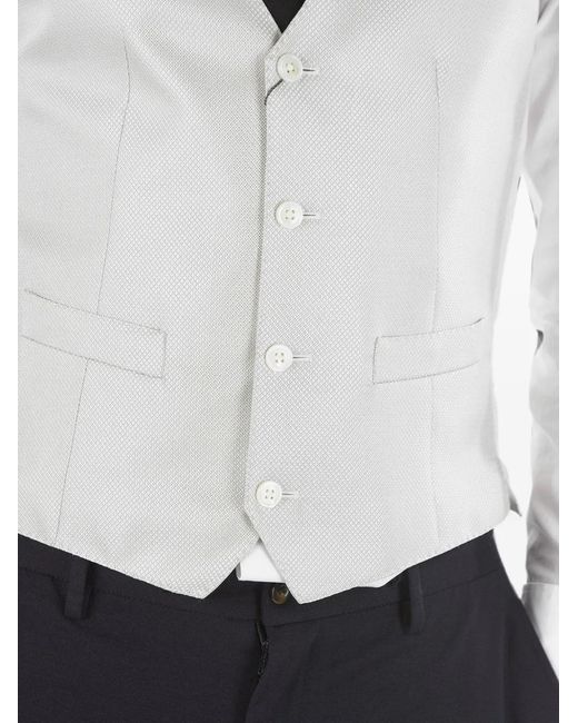 Corneliani White Single-Breasted Silk Waistcoat for men