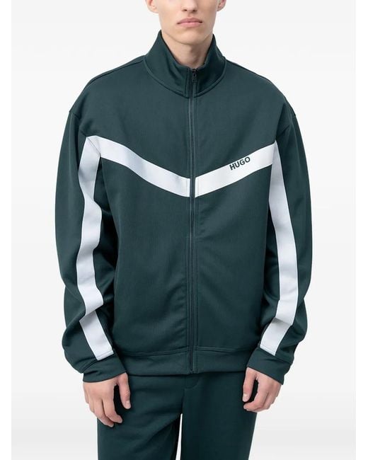 HUGO Green Striped Zip Jacket for men