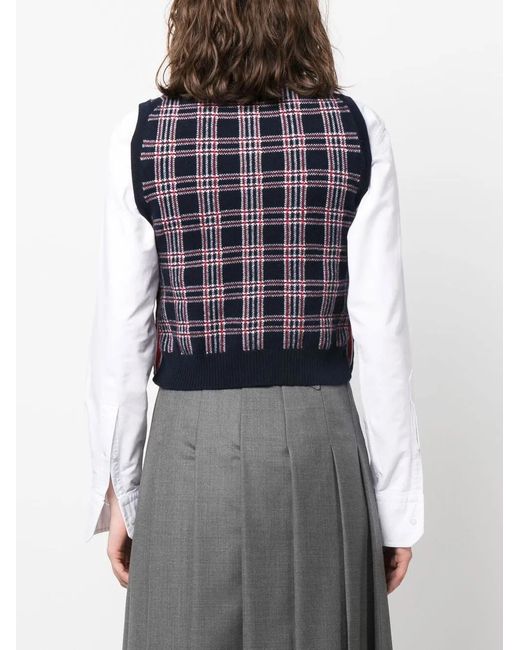 Thom Browne Blue Pow Cropped Crew-Neck Shell Top