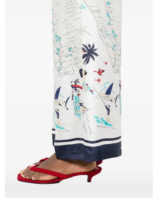 P.A.R.O.S.H. White Scard Map-Print Trousers