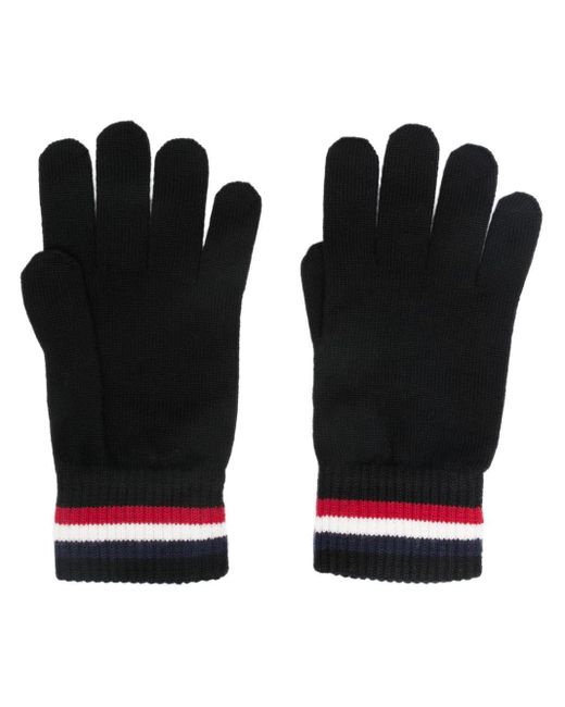 Tri-colour wool gloves di Moncler in Black da Uomo