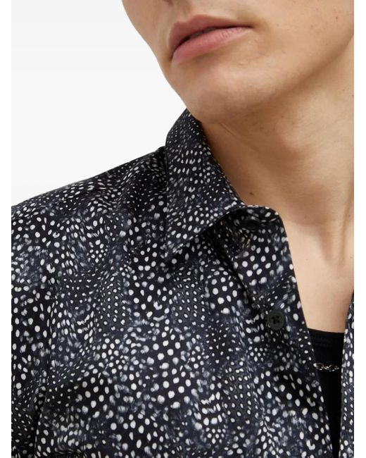 Drykorn Gray Spotted-Print Shirt for men