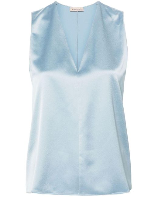 Tropeche sleeveless blouse Blanca Vita de color Blue