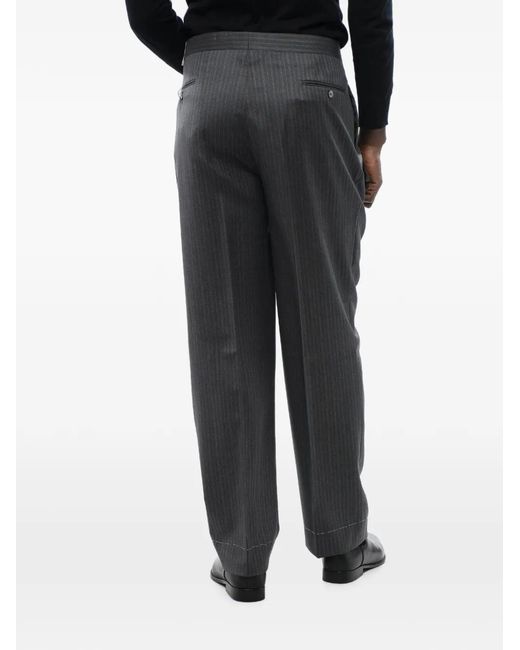 Corneliani Black Pinstripe-Pattern Pleated Tailored Trousers for men