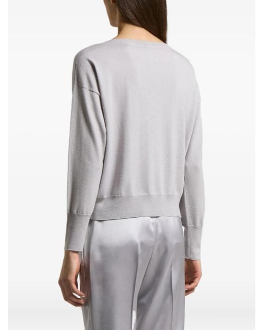 Peserico Gray Crew-Neck Sweater