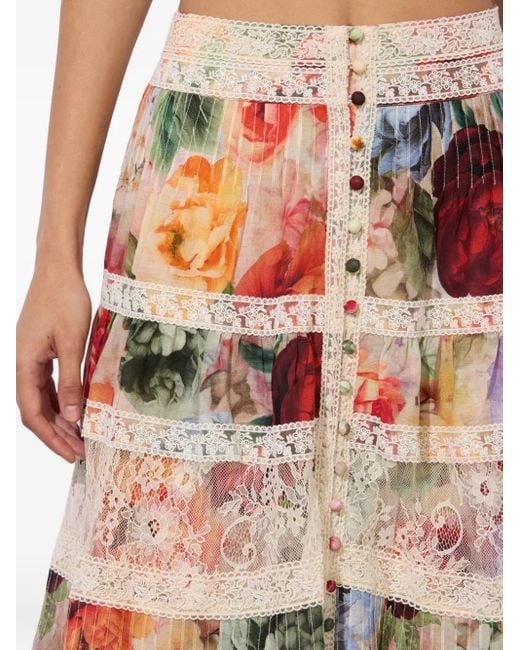 Alice + Olivia Multicolor Adira Tiered Maxi Skirt