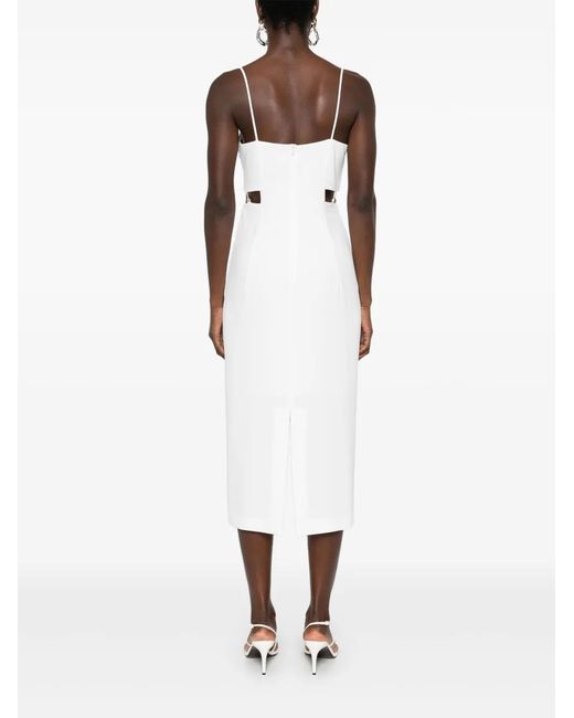 Patrizia Pepe White Logo-Plaque Midi Dress