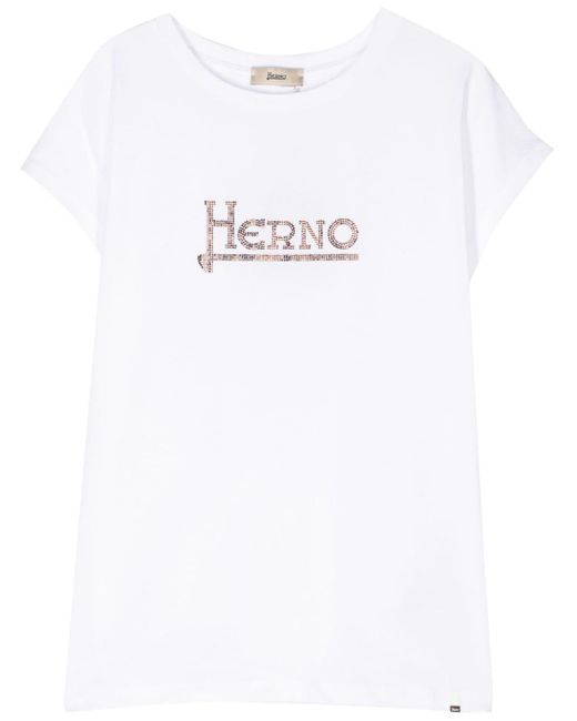 Herno White Studded-Logo T-Shirt