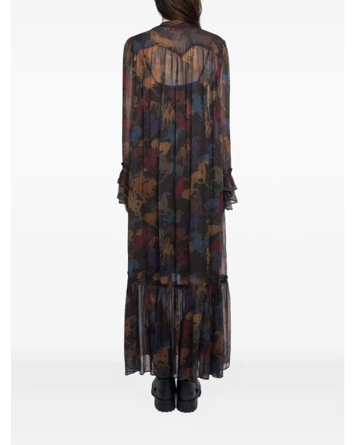 Zadig & Voltaire Black Ralicel Horse-Print Maxi Dress