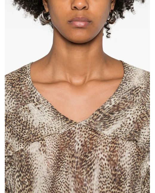 Twinset Brown Ruffle-Detail Top