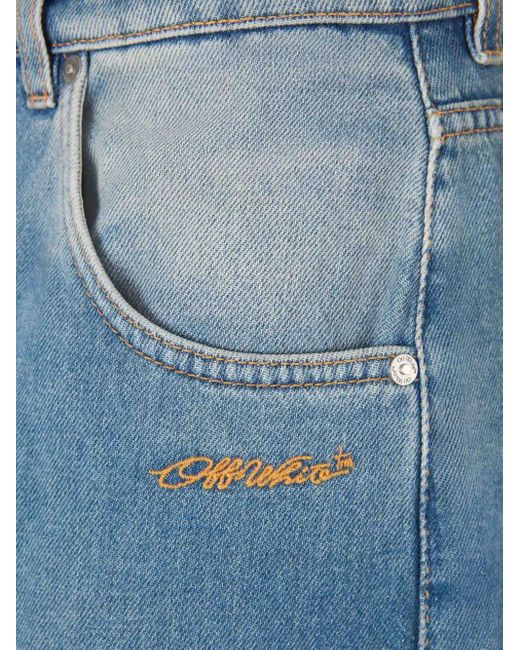Off-White c/o Virgil Abloh Blue Logo-Embroidered Cargo Jeans