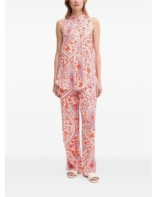 MARC AUREL Collared Patterned Top