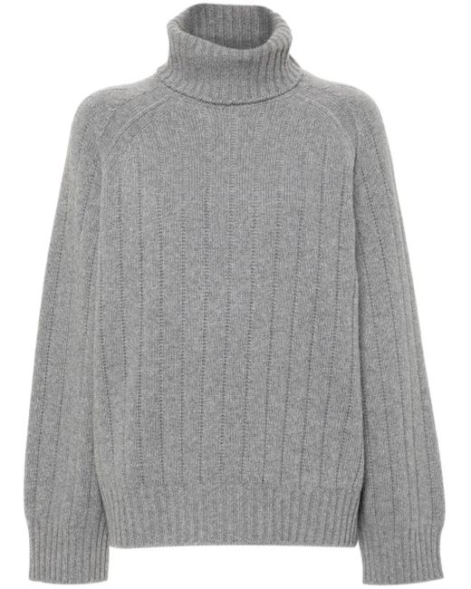 KENZO Gray Ribbed-Knit Jumper