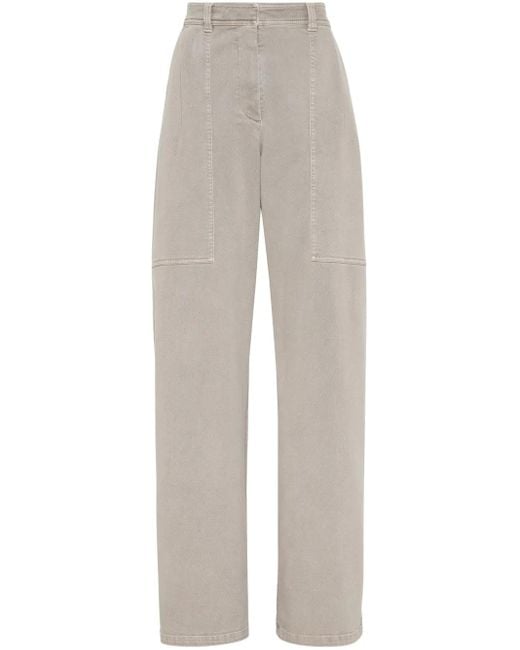 Brunello Cucinelli Gray Mid-rise Straight-leg Jeans