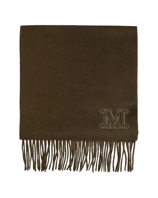 Max Mara Green Wsdalia Embroidered-Logo Scarf