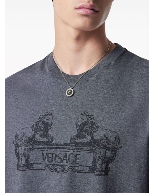 T-shirt con stampa di Versace in Gray da Uomo