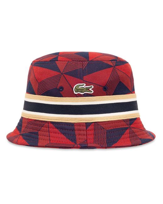 Lacoste Logo-embroidered Patterned-jacquard Bucket Hat