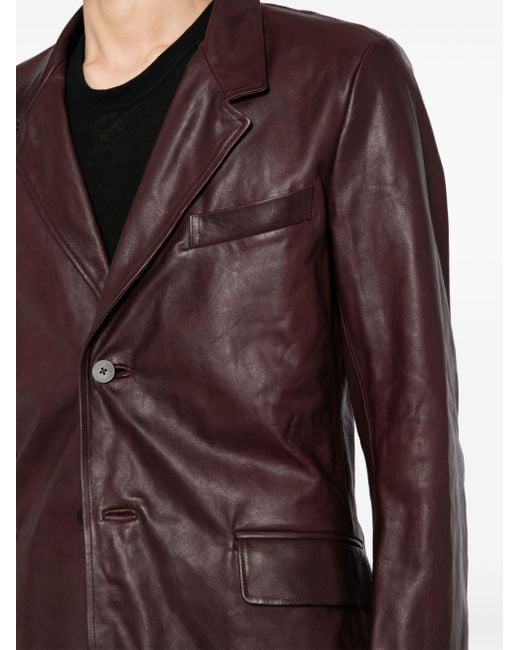 Guidi Red Single-Breasted Leather Blazer for men