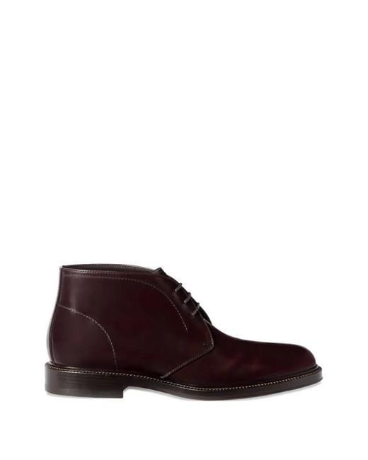 Brunello Cucinelli Purple Polished-Calfskin Chukka Boots for men