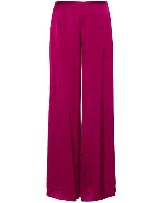 Forte Forte Red Star-embroidery Wide-leg Trousers