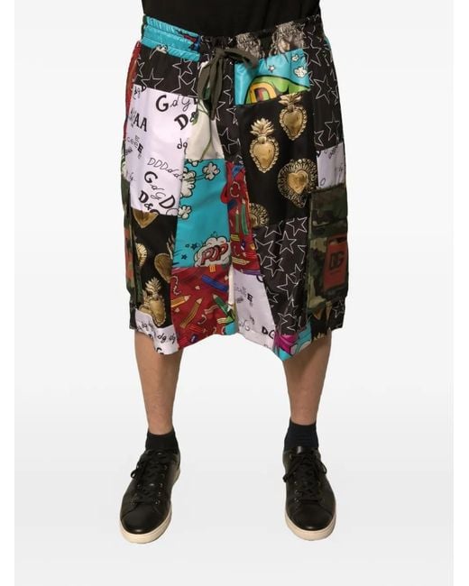 Short Cargo À Design Patchwork Dolce & Gabbana pour homme en coloris Black