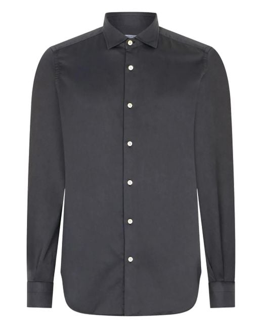Boglioli Blue Long-Sleeved Button-Down Shirt for men