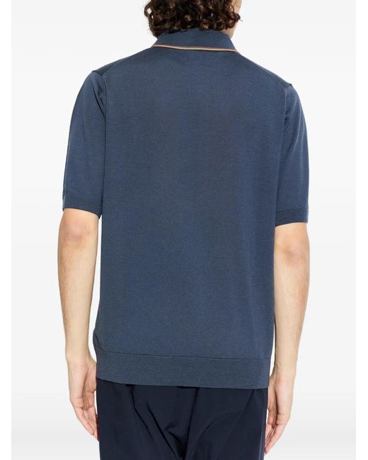 Paul Smith Blue Striped-Detail Polo Shirt for men