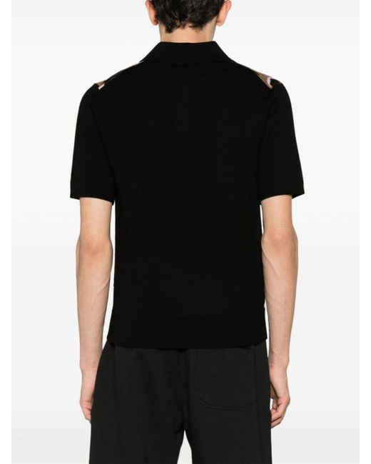 Amiri Black Repeat Intarsia-knit Polo Shirt for men