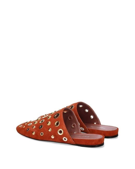 Premiata Brown Eyelet Stud Flat Mules
