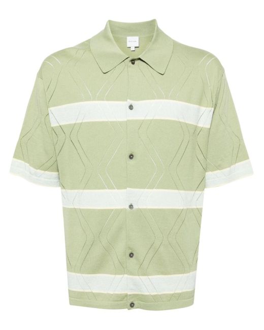 Paul Smith Green Stripe-print Knitted Polo Shirt for men