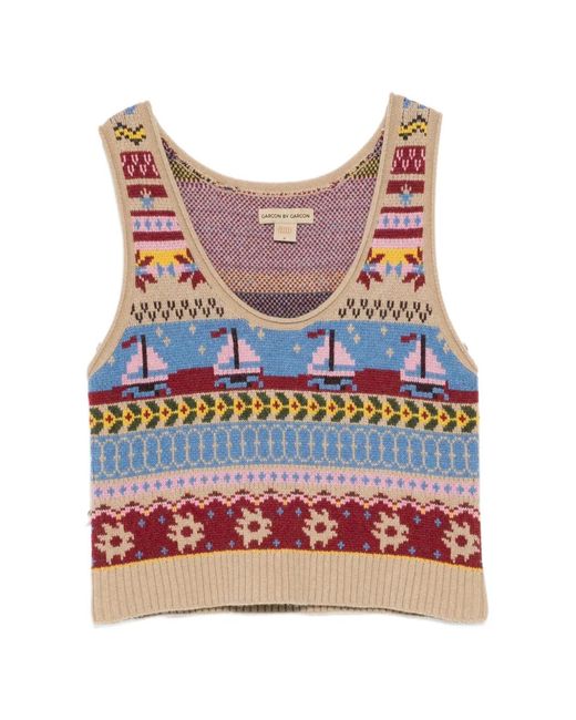 GARCON BY GARCON Pink Patterned Knitted Vest