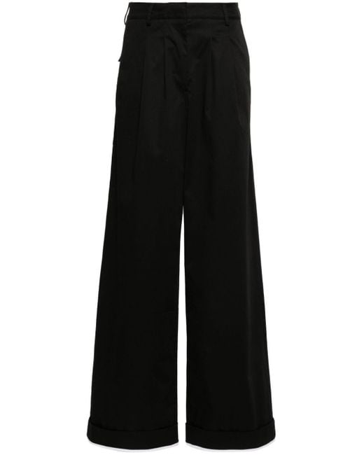 Palm Angels Black Logo-tag Pleated Straight Trousers