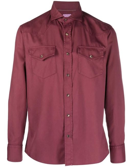 Brunello Cucinelli Button-Up Overhemd in het Red voor heren
