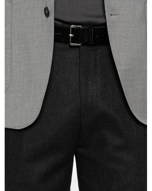 Tagliatore Black Pleated Trousers for men
